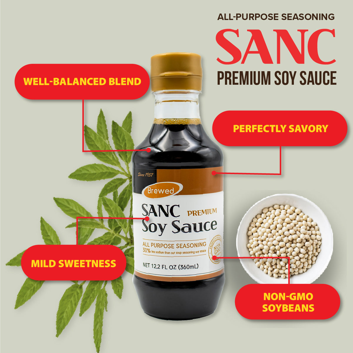 main image of sanc low sodium soy sauce bottle